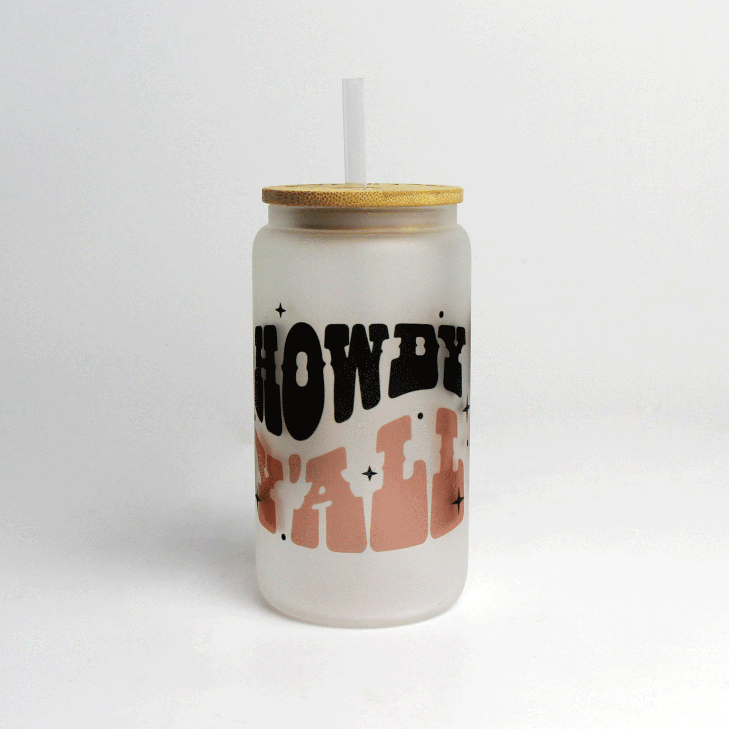 Hunt Seat Paper Co. Howdy Y'all Glass Tumbler with Bamboo Lid and Straw